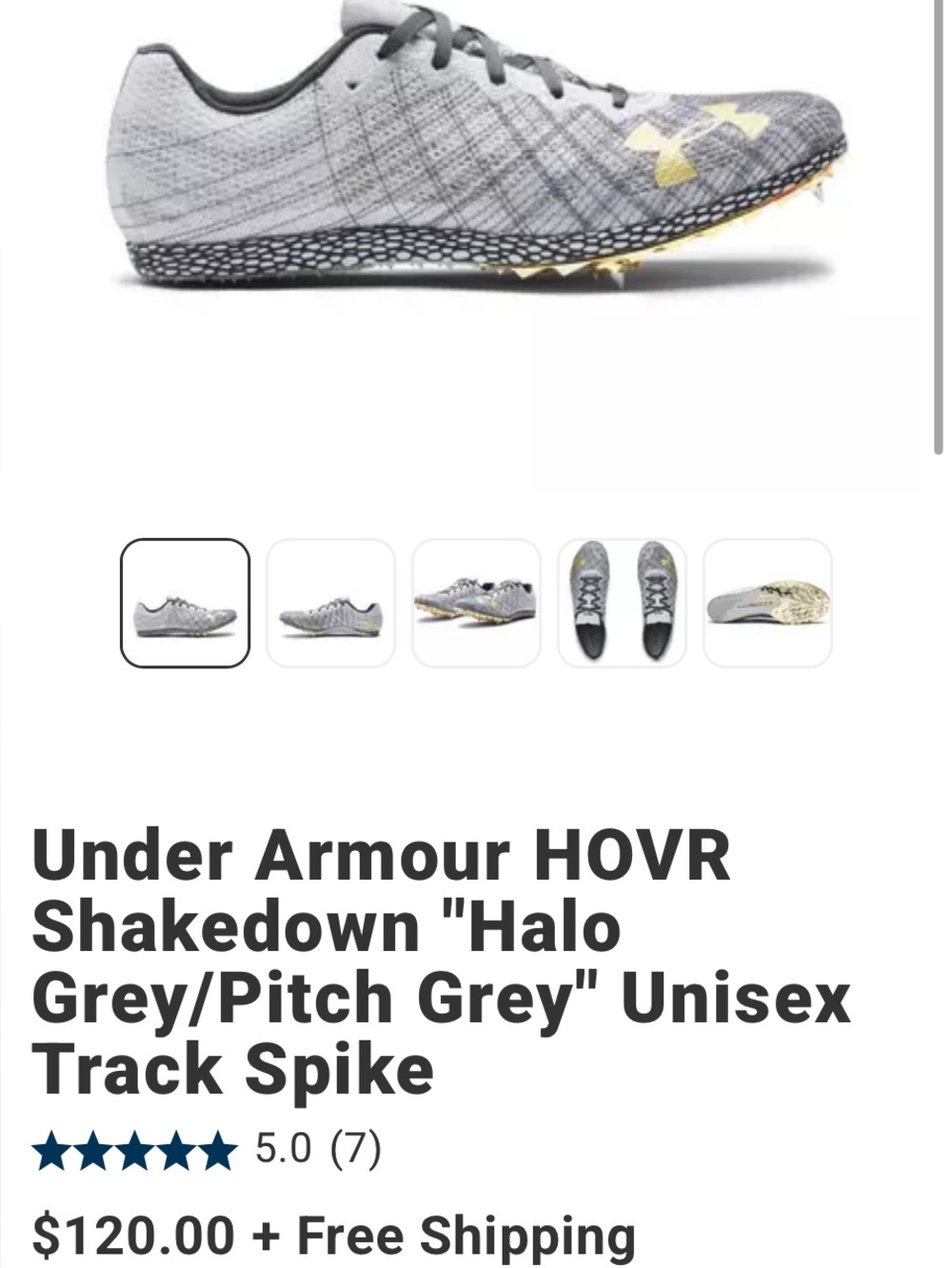 Under Armour HOVR Shakedown "Halo Grey/Pitch Grey" Unisex Track Spike
